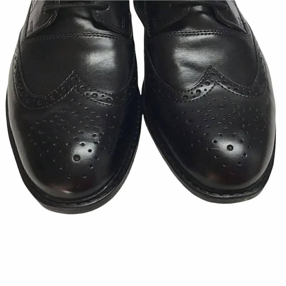 Bostonian Garvan Edge Mens 12 M Wingtip Oxford Dress Shoes Black Leather NEW